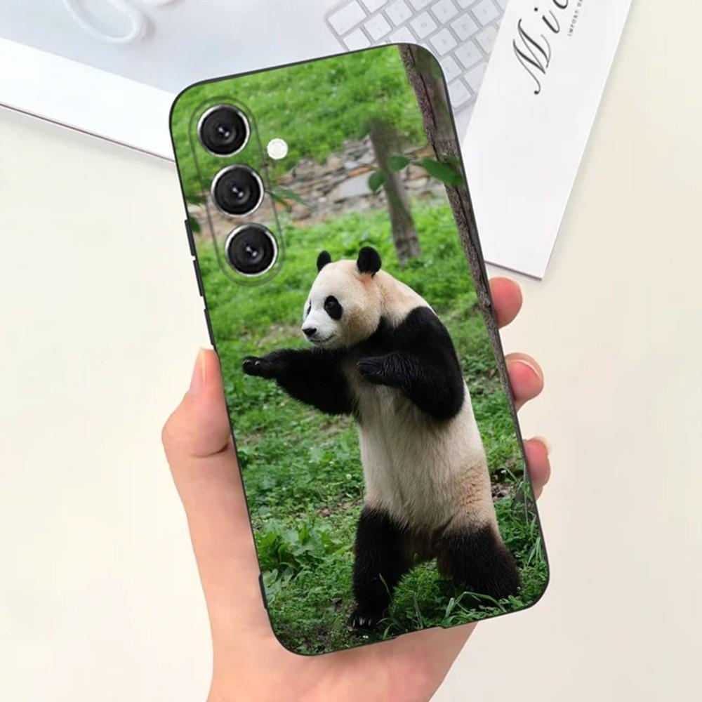 Милый чехол для телефона с изображением животного Фубао Панда для Samsung S25, S24, S21, S22, S23, S30, Ultra, S20, Plus, Fe, Lite, Note, 10, 9, 5G Черный