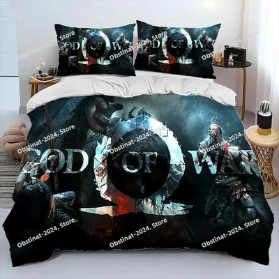 3D Игра God of War Геймеры Кратос Комплект постельного белья Печать С наволочкой Пододеяльник Мягкий Односпальный Двуспальный Queen Super King Size