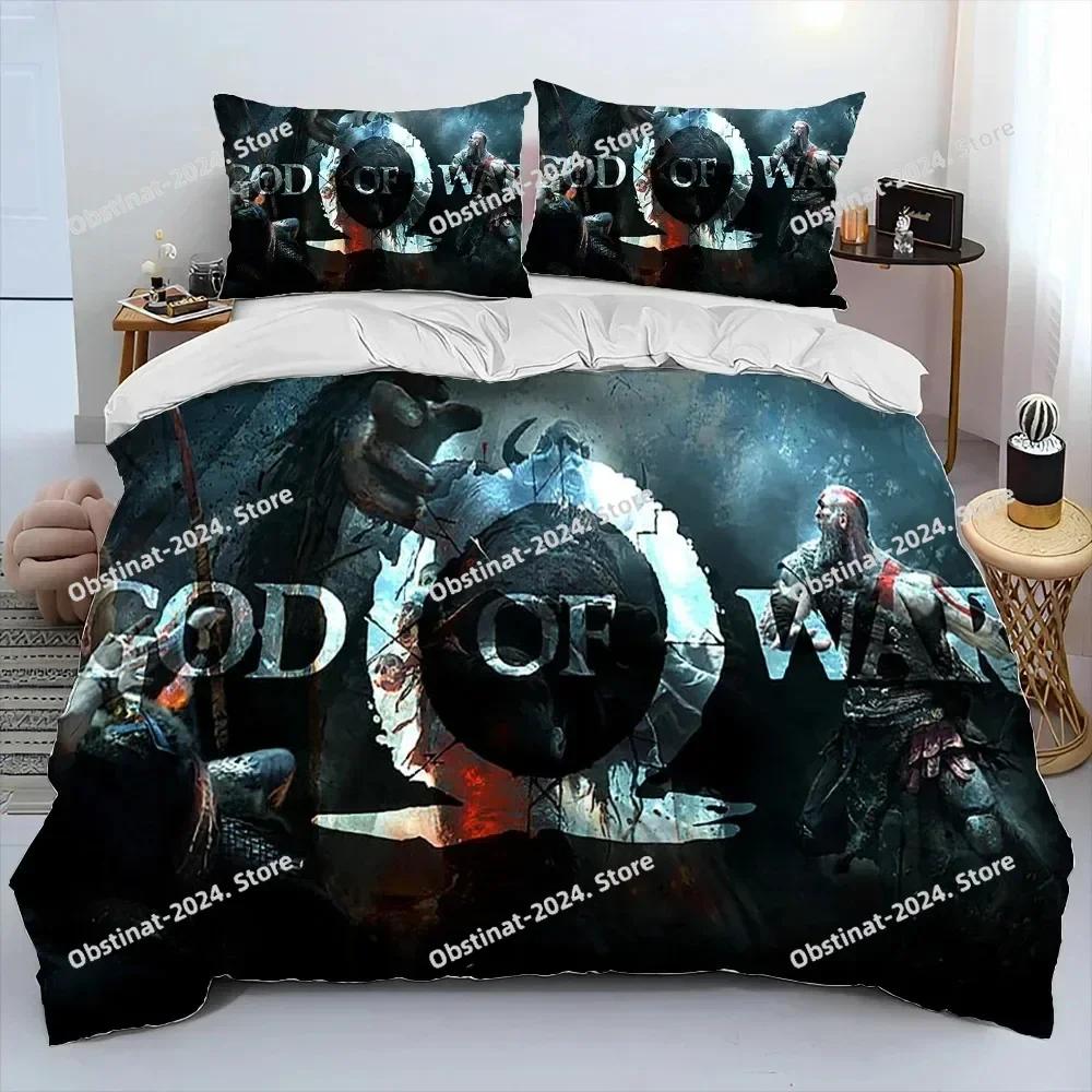 3D Игра God of War Геймеры Кратос Комплект постельного белья Печать С наволочкой Пододеяльник Мягкий Односпальный Двуспальный Queen Super King Size