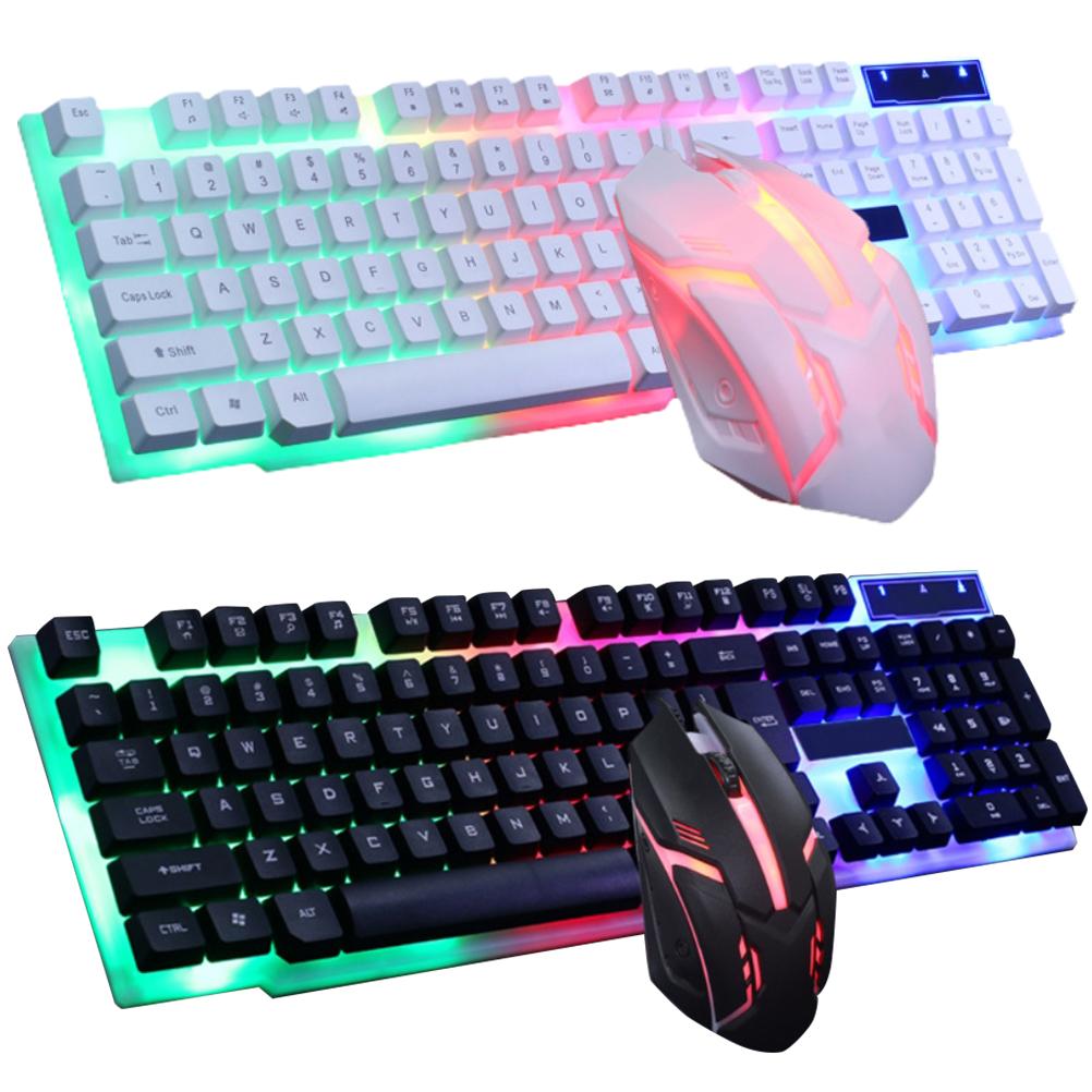 USB игровая клавиатура и USB мышь комбо светодиодная подсветка клавиатура прочная прочная красочная светящаяся игровая