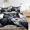 3pcs Owl Art Print Duvet Cover Set - Machine Washable, Includes 1 Cover and 2 Pillowcases, No Core Included yy251013124