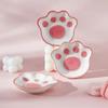 2023 Japanese Cute Cat's Paw Taste Dish Ceramic Cartoon Dessert Plate Soy Fruit Sauce Dish Seasoning Bowl Household Dip Dishes
