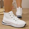 Модные белые высокие кроссовки на платформе для женщин 2025 Осень Легкие повседневные спортивные туфли Женские ботильоны на толстой подошве из ПУ кожи