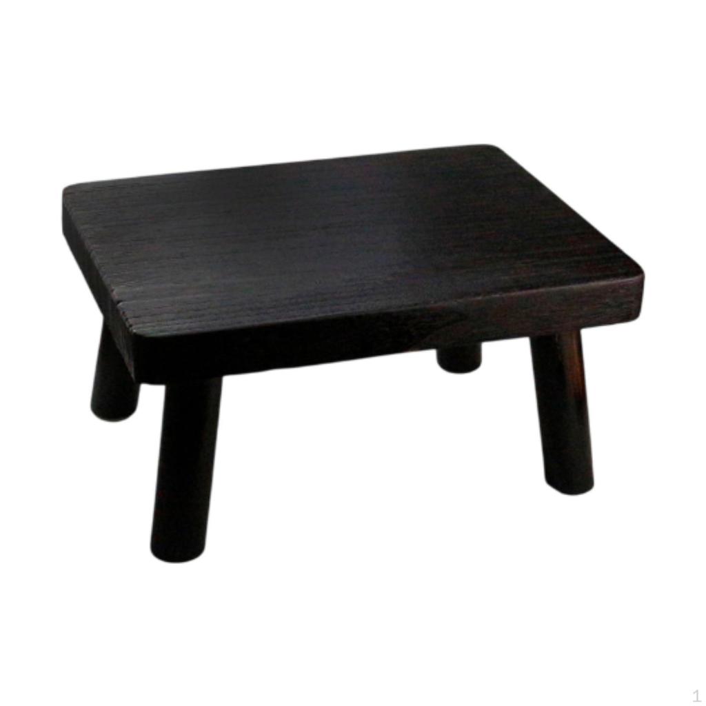 Wood Step Stool Foot Rest,Modern Multipurpose Footstool Small Floor Table for Bedroom Beside Plant