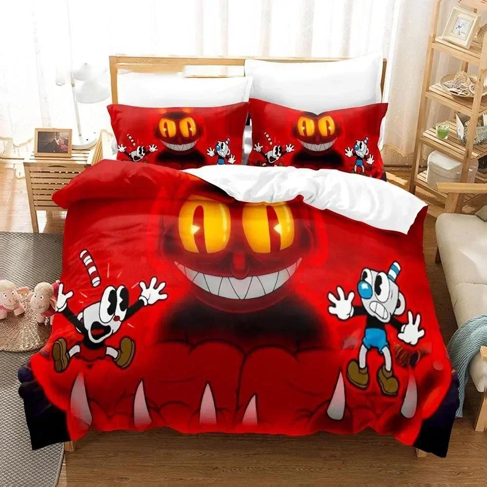 3D Печатный Постельное Белье с Изображением Cuphead Show Пододеяльник Простыня Печатный Комплект Постельного Белья Наволочка Постельное Белье Полный Размер Queen King Одеяло Спальня