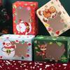 4pcs With Window Christmas Gift Boxes Snowman Design Opening Candy Packaging Bakery Boxes Gingerbread Theme Paper Box