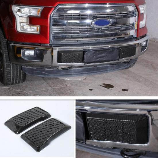 For 2015-2020 Ford F150 F-150 Carbon Fiber Look Front Bumper Corner Cover Trim2*