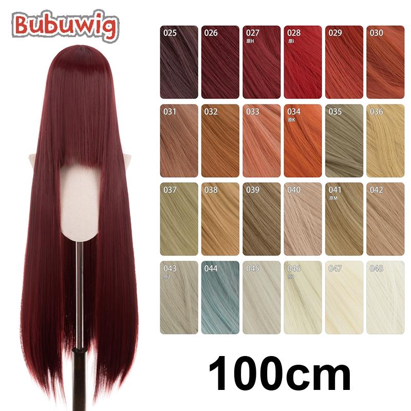 Синтетические парики Bubuwig, 100 см, длинные, прямые, однотонные, для косплея, более 100 цветов, розовый, оранжевый, блонд, зеленый, термостойкие