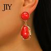 Statement Faux Pearl Earrings 1 Pair Drop for Women, Irregular Baroque Imitation Design Retro Metal Frame Stud Earrings, Double-Layered Pendant French