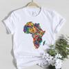 Africa Map Graphics Printed T-Shirt Fashion Female Summer Tops Black Queen Harajuku Casual Short Sleeve Tees Women