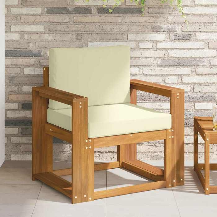 Maison Exclusive - Canapé d’extérieur Bois d'acacia massif et polyester Naturel