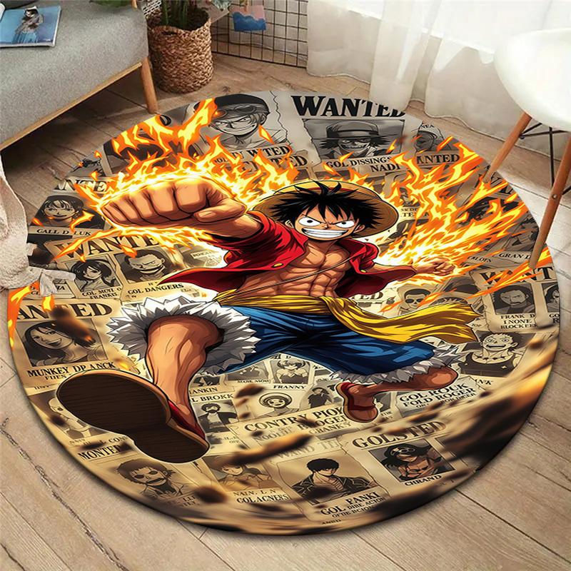 Ковер круглый с изображением Манки Д. Луффи из One Piece, ковер для гостиной, спальни, дивана, игровой комнаты, нескользящий коврик