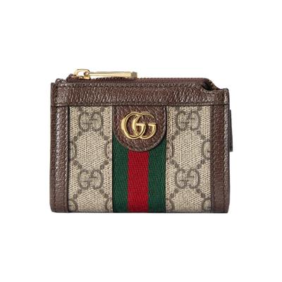 Кошелек на молнии с логотипом Ophidia Double G Женский кошелек Цвет: Эбеновый коричневый 699530-96IWG-8745