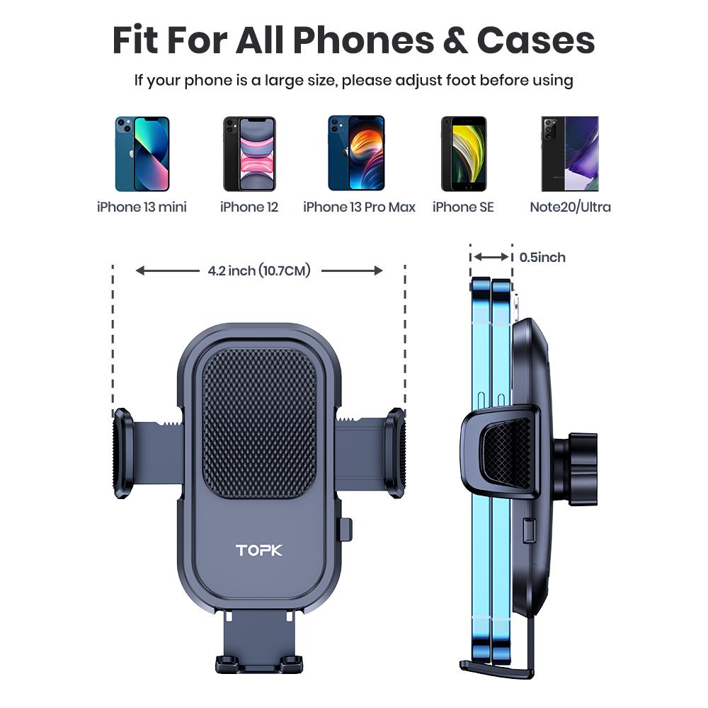 Car Phone Holder Mount TOPK [2025 Upgraded] Dashboard Air Vent Universal Phone Car Mount Compatible with All Cellphones