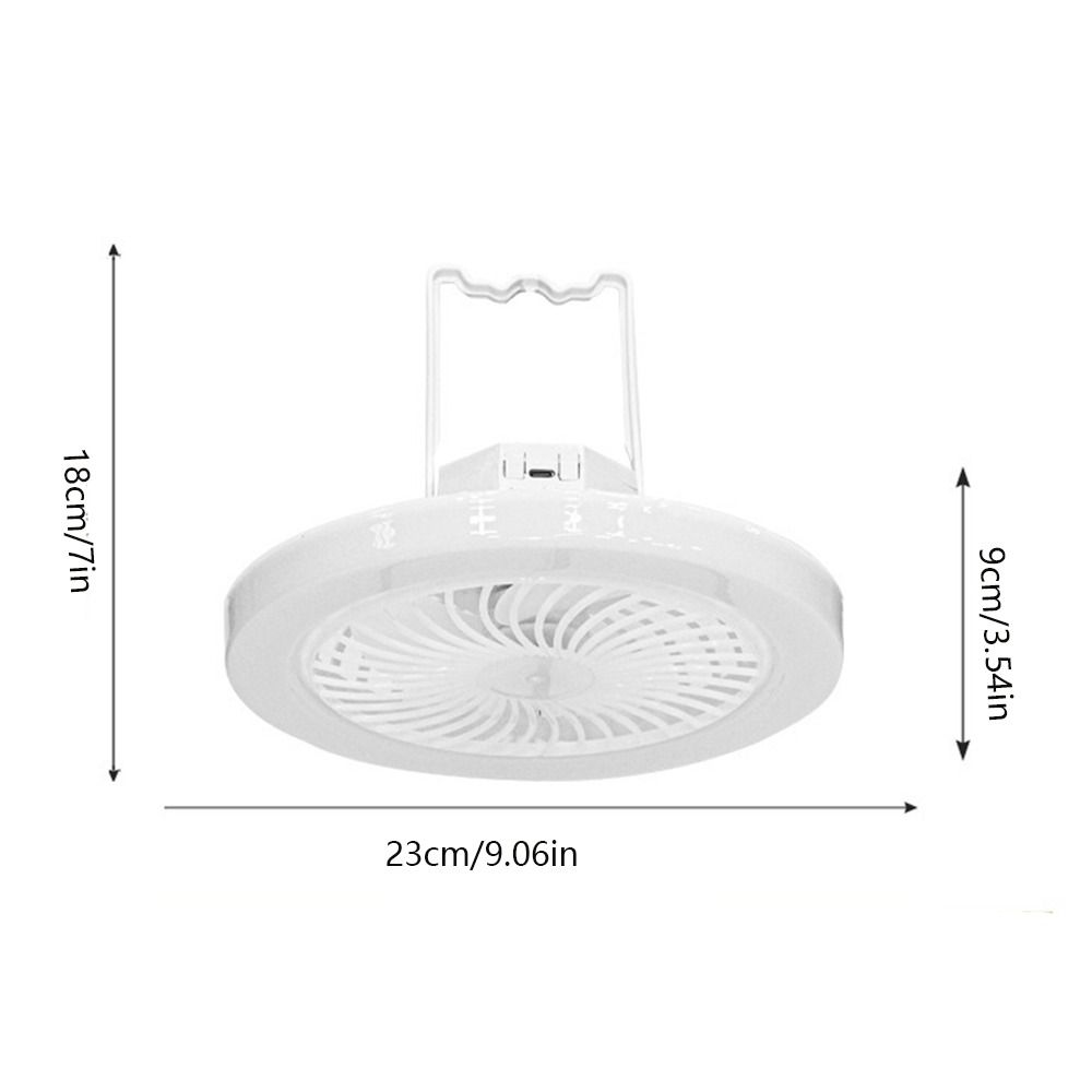 USB Rechargeable Ceiling Fan Light Super Quiet 3 Color Light Modes Camping Fan Light Energy Saving Hooked & Stand Design
