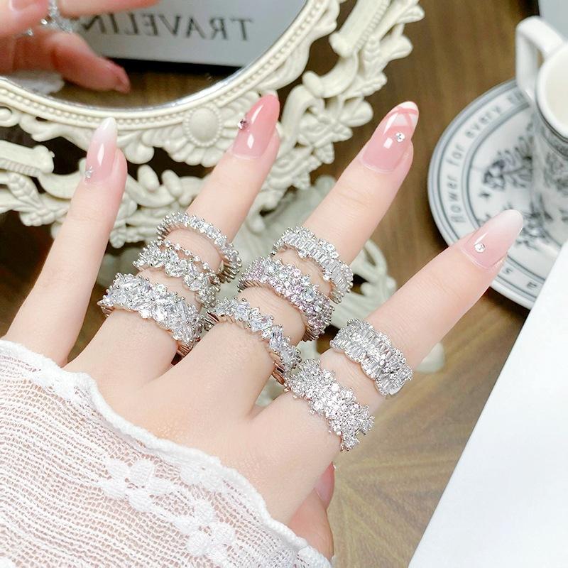 Взрывной Лед Бриллиант Цыганская Звезда Полный Бриллиантов Цир*****Пен Кольцо Нишевое Изысканное Легкая Роскошь Высококлассное Кольцо Женщина