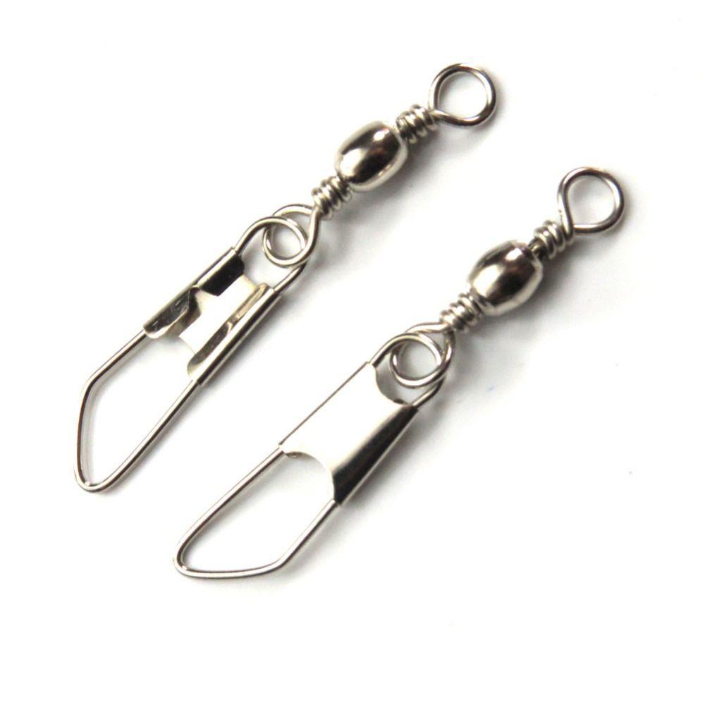 50pcs Lot High Quality Durable Barrel Swivel Fishing Connector Hanging Snap Stainless Steel