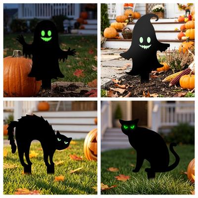 Светящийся глазной яблоко Хэллоуин Пластиковый водонепроницаемый уличный декоративный шест для призрачного черного кота