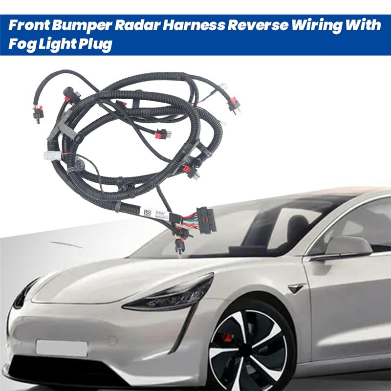 AC54-Car Front Bumper Radar Harness Reverse Wiring With Fog Light Plug 1067958-00-G For Tesla Model 3 2017-2020 106795800G