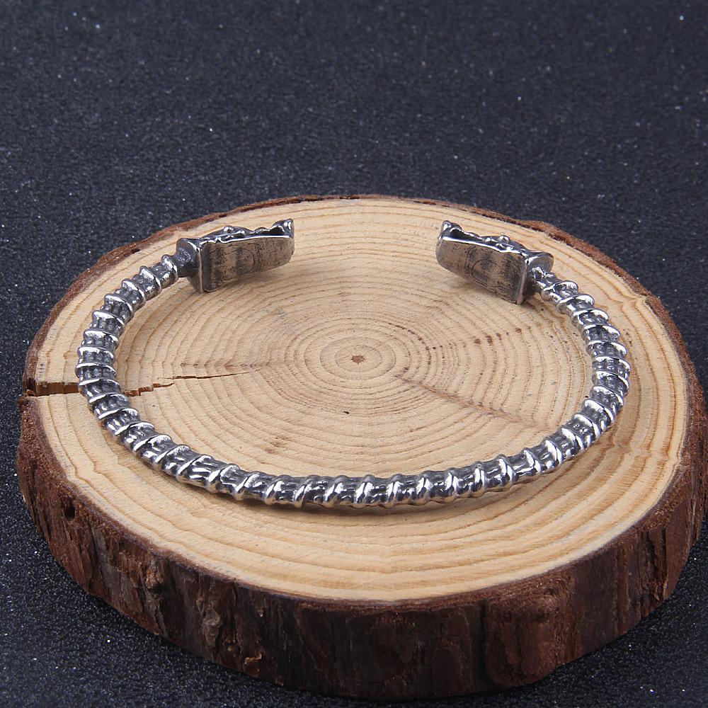 Регулируемый эластичный браслет-манжета, мужское плетеное запястное кольцо из нержавеющей стали с головой волка, браслет в этническом стиле викингов Фенрир, языческий амулет