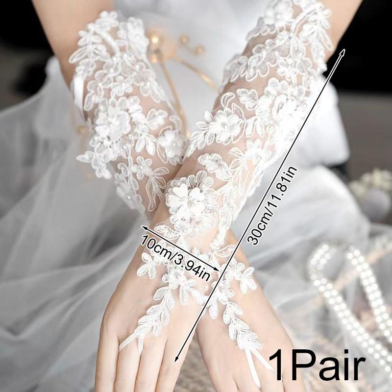 2 шт. Свадебные украшения Эстетическая красота Полые кружева Элегантные предложения вечеринка Одиночные вечерние цветочные перчатки танцевальные костюмы