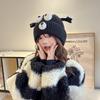 Милая шапка для женщин на осень и зиму, плюшевая новая корейская вязаная шапка, универсальная теплая защита ушей, утолщенная модная шерстяная шапка