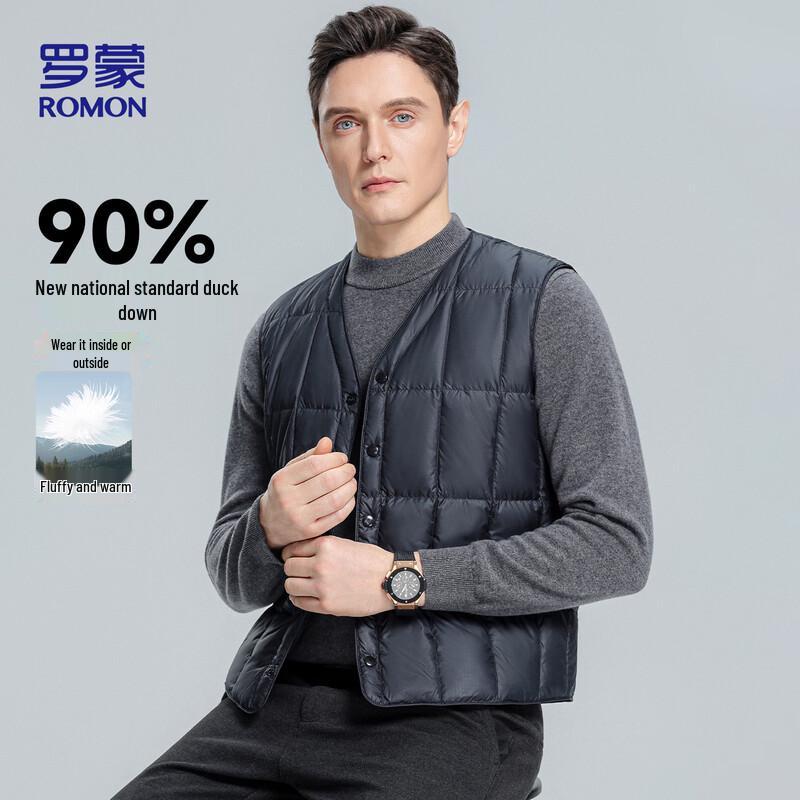 ROMON Мужской повседневный пуховый жилет с V-образным вырезом