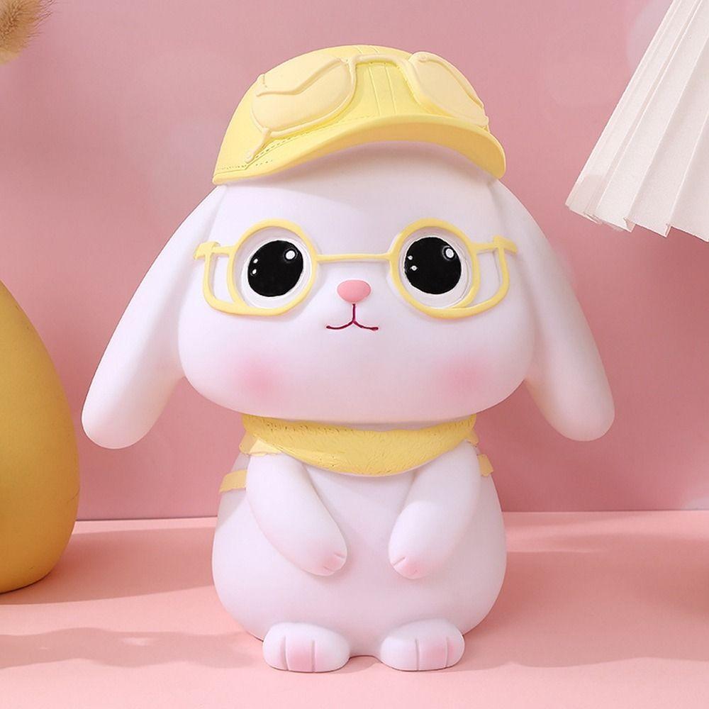 Креативная противоударная копилка в виде кролика, милый дизайн кролика, резервуар для хранения большой вместимости, мультяшная виниловая копилка, домашний декор