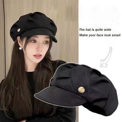 Four Seasons Available Женская новая шляпа Wrinkled Cloud Octagonal Hat, маленькая шляпа, открывающая лицо, простой японский модный мягкий берет с полями