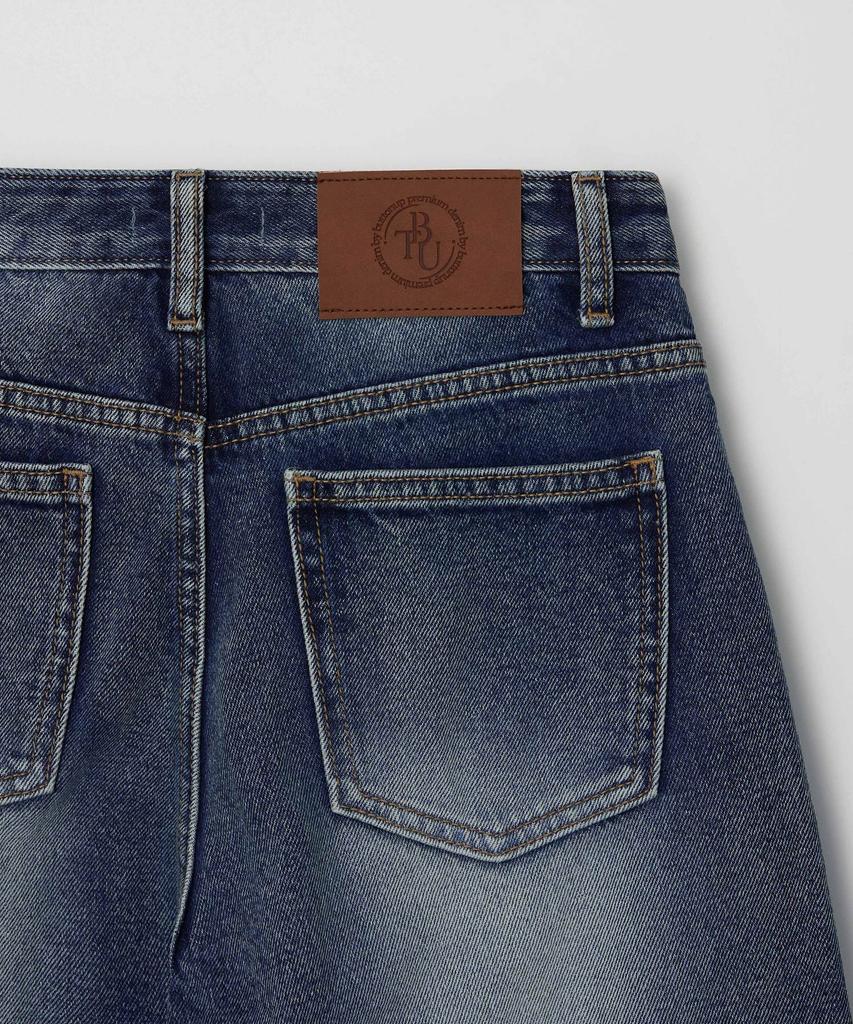 BUTTON UP All-Brush Washed Wide Denim Pants