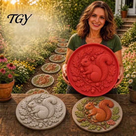 Cement Crafting Supplies Silicone Stepping Stone Mold, Hummingbird/Squirrel/Turtle/Owl/Fox/Butterfly/Frog Paver Molds, Reusable Concrete Animal Design