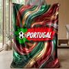 Portugal Football Printed Flannel Blanket Skin Friendly Warm Decorative Throw for Indoor Couch Bed Daily Use