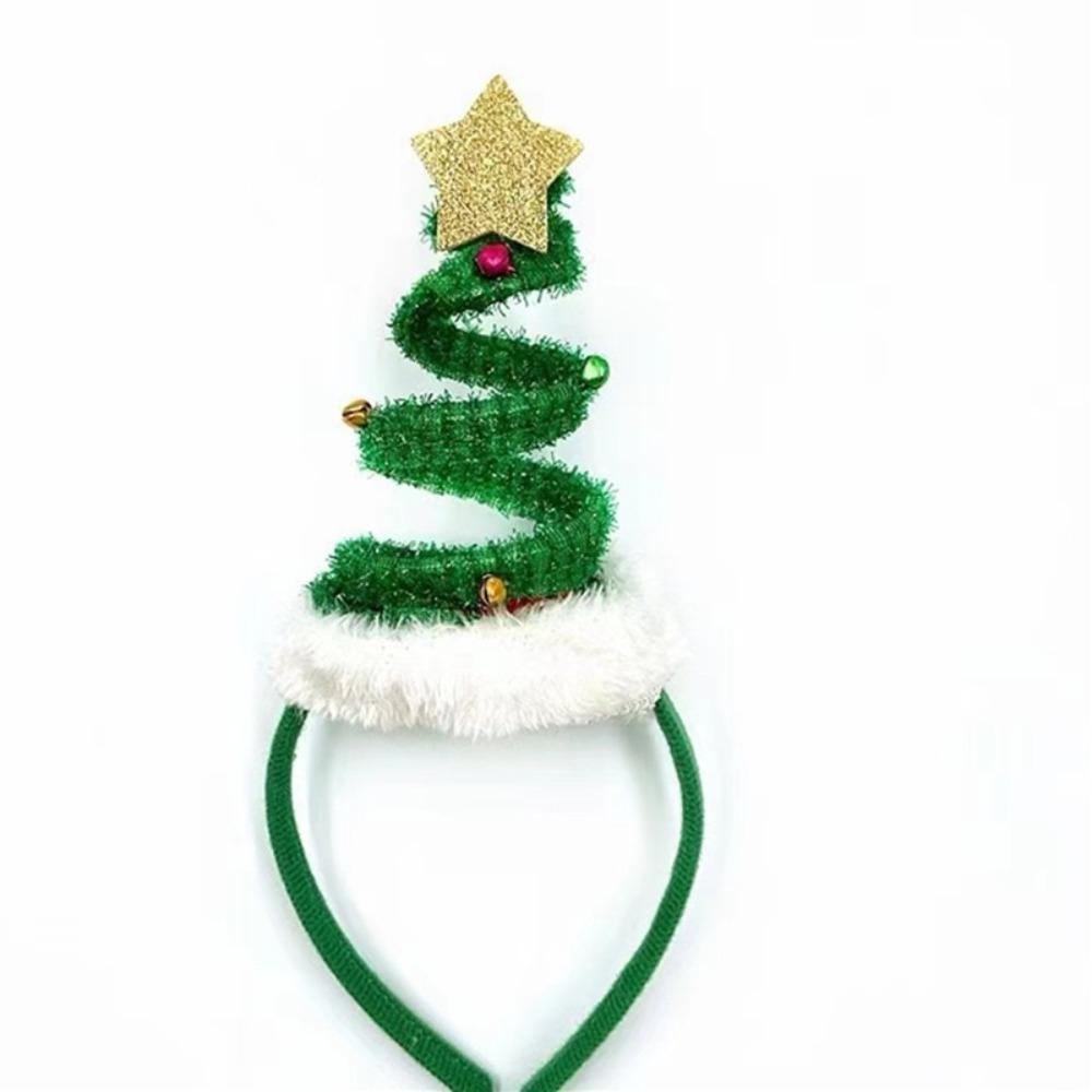 2025 Spring Christmas Headband Fluffy Bells Christmas Tree Hair Hoop Happy New Year Hair Clip Children Headwear Noel Supplies