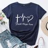 Faith Creative Alphabet Cotton T-Shirt Short Sleeve Round Neck Women 2d Print Tops