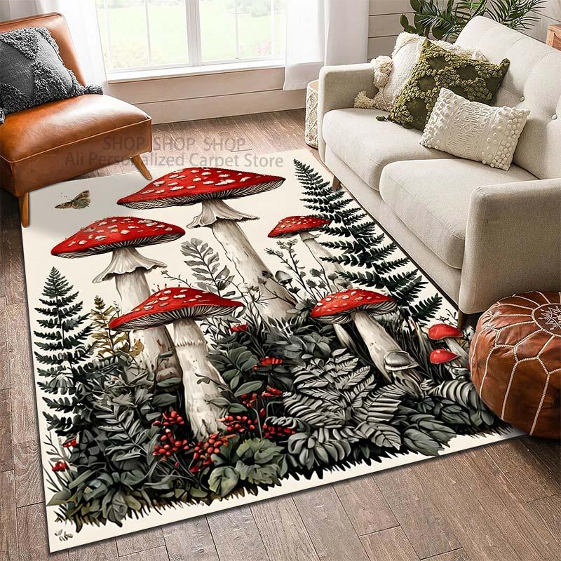 1PC Forest Fantasy Mushrooms Pattern Carpet for Living Room Bedroom Sofa Home Decor Non-slip Floor Mat Large Size