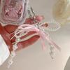 Korean Sweet Bow Keychain Pearl Ribbon Bowknot Key Ring Y2K Aesthetic Key Holder For Girls Bag Pendant Accessories Gifts