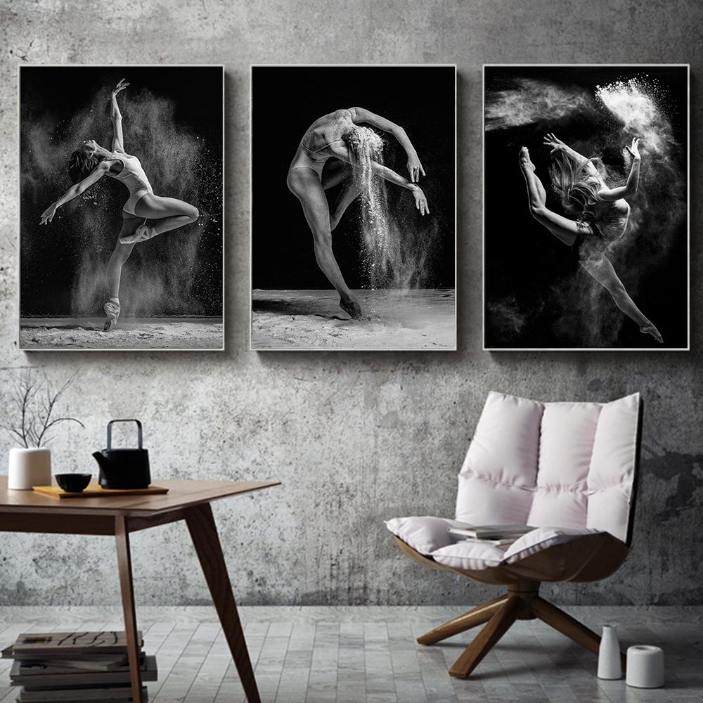 Плакат с балериной и принтом, черно-белая настенная живопись, элегантная поза балерины, фото, холст, картина, настенная картина, декор комнаты