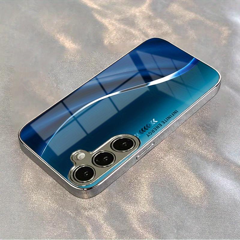 Синий полосатый узор Изысканный чехол для телефона для Samsung Galaxy S26 S25 S24 S23 S22 S21 FE Ultra Plus Мужчины женщины Встроенное стекло