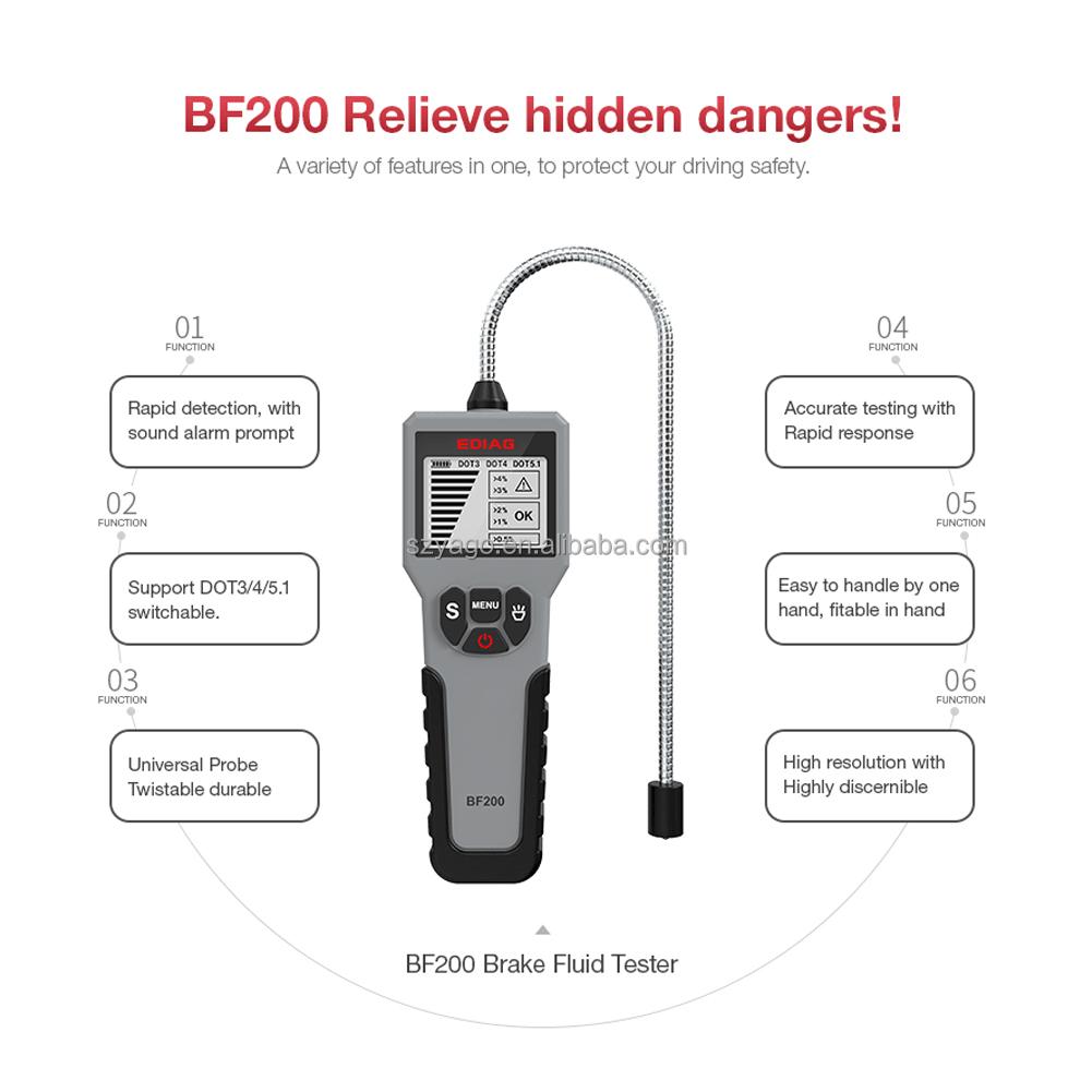 Ediag BF200 Brake Fluid Tester Pen With 5 LED Car DOT3 BF 200 Tester support DOT3, DOT4, DOT5.1