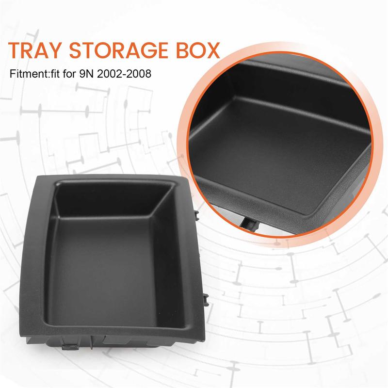 #466S 6Q0858719A Car Centre Console Tray Storage Box Compartment Shelf for- Polo 9N 2002-2008 (black)