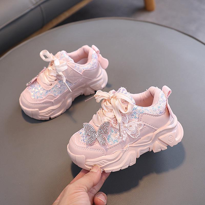 Детские кроссовки для девочек 1-6 лет с бантом, мягкой подошвой, нескользящие - Дышащие и универсальные