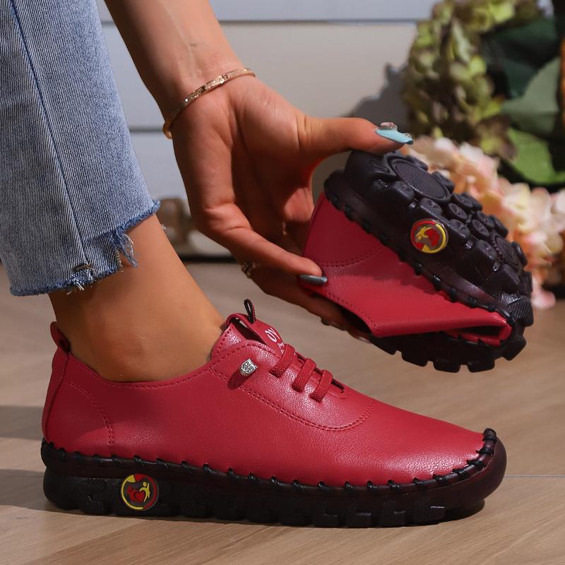 Модные женские вулканизированные туфли из искусственной кожи, повседневная обувь, сшитая вручную, удобная мягкая обувь, женская осенняя новая повседневная обувь, большой размер 45