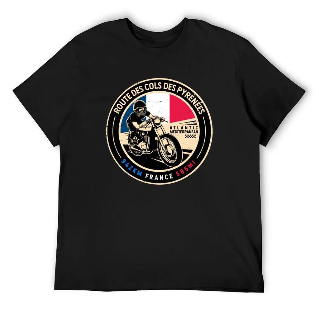 Route des Cols Pyrenees Motorcycle T-Shirt heavyweights customizeds sports fans topping anime shirts men
