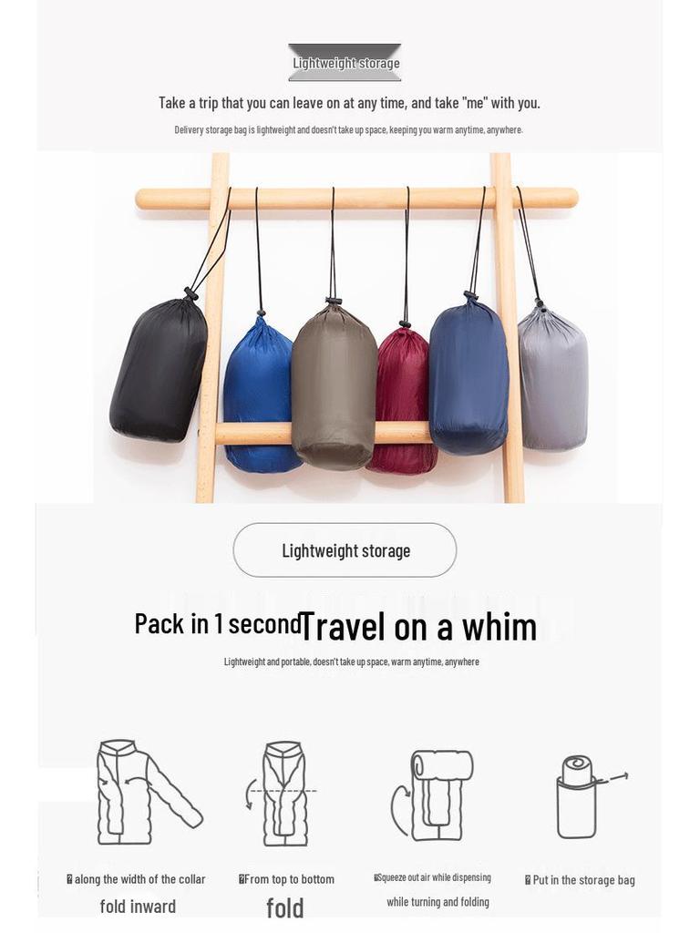 Мужская легкая пуховая куртка без воротника 2024 года - Круглый/V-образный вырез, Большой размер, Теплый внутренний слой