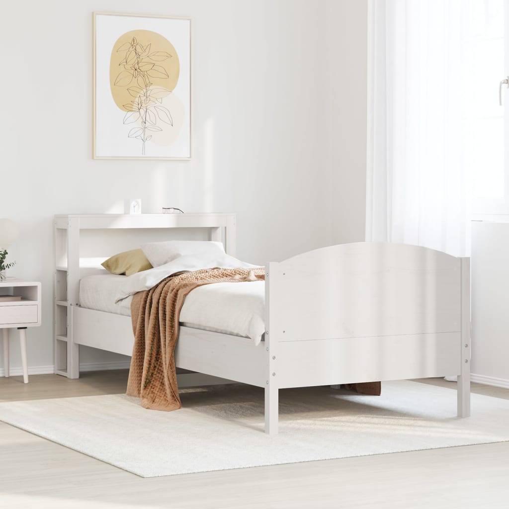 Vidaxl Rama Łóżka Bez Materaca, Biała, 75X190 Cm, Lite Drewno Sosnowe