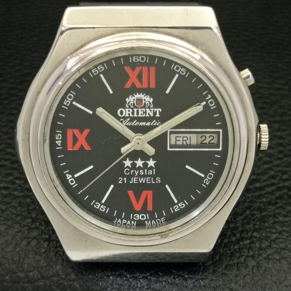 JAPAN ORIENT CRYSTAL AUTOMATIC 46941 МУЖСКИЕ ЧАСЫ DAY&DATE С ЧЕРНЫМ ЦИФЕРБЛАТОМ a431925-2 R109-a431925