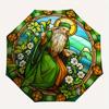 Stained Window Art: Medieval Sage with FlowersUmbrella, Portable 3-Fold Compact Umbrella for Men & Women Gift