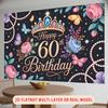 Party Backdrop Birthday Rose Butterfly Multicolor 60th 60 Photo Booth Background Wall Decor
