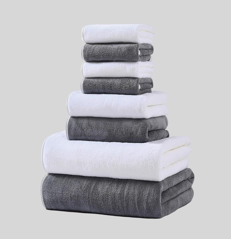 8 PC Coral Velvet Towel Bath Towel Square Towel Eight Piece Set Absorbent Soft Bath Towel Set Comfortable Textile Towels for The Home