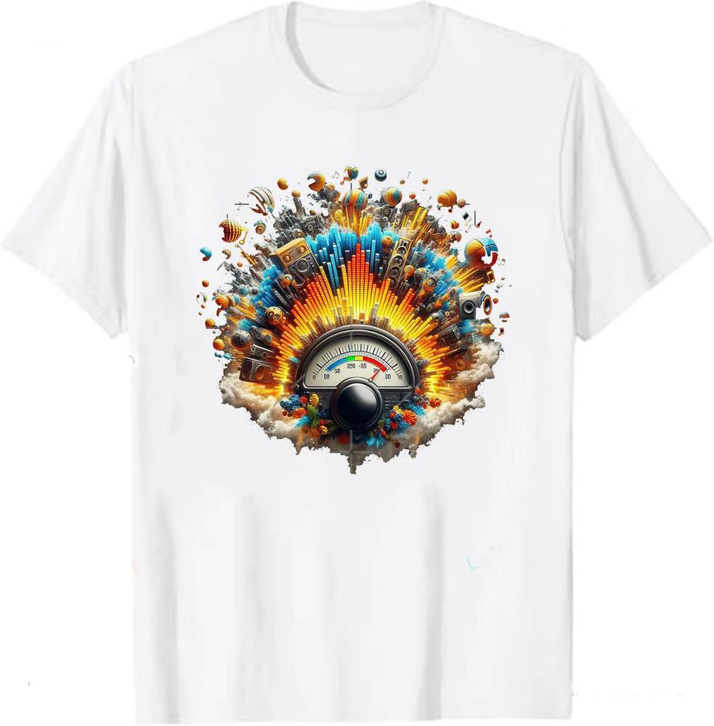 Vintage Womens T-shirt Audio Crew Neck Summer Women Short Sleeve Casual Top Aesthetic Clothes